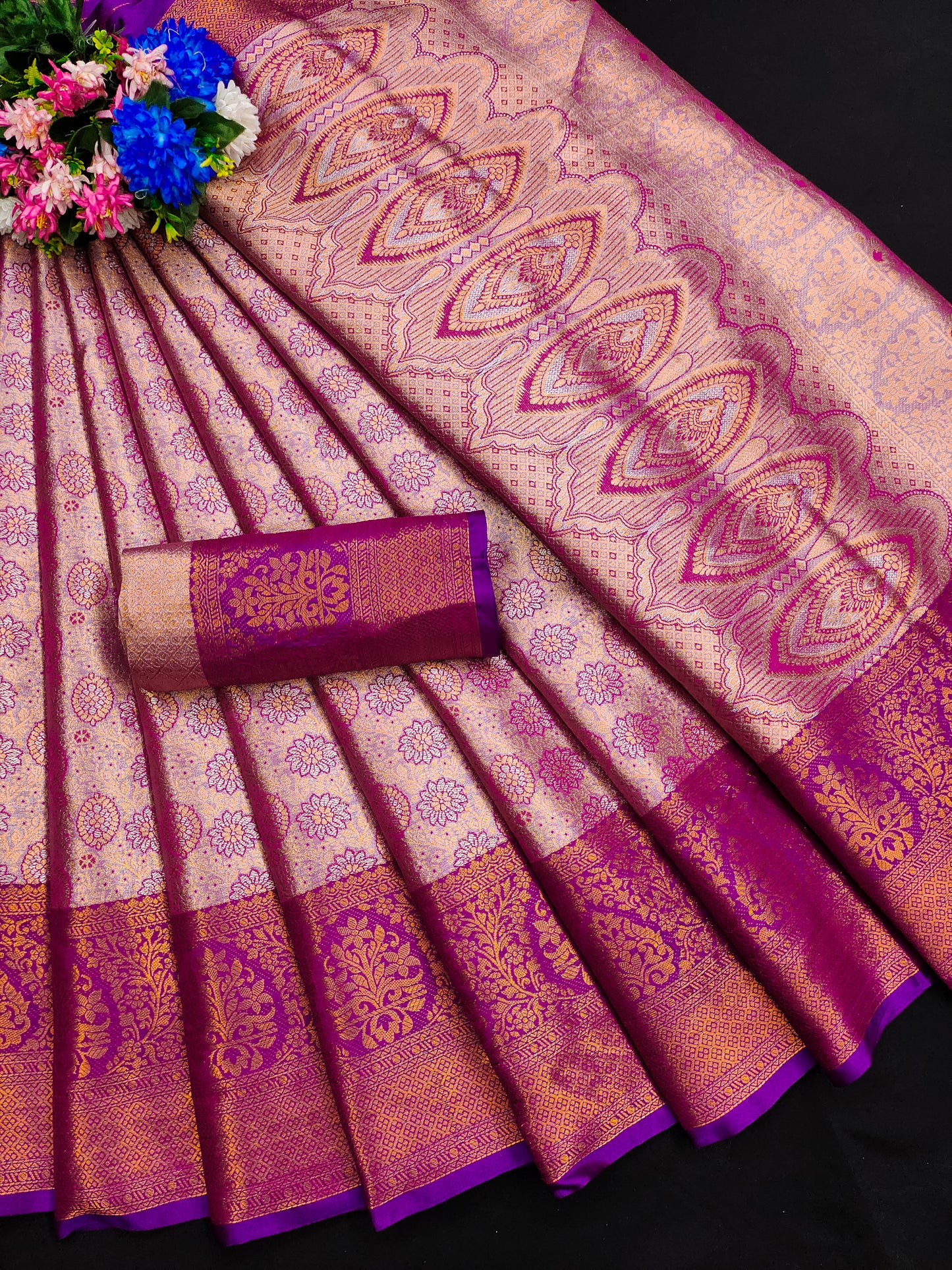 Sword Kanjiviram Copper Zari Weaving Saree.