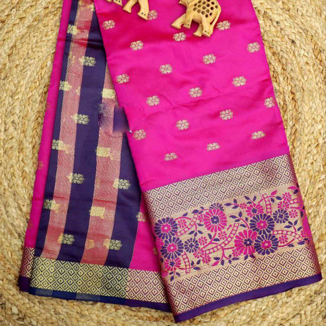 Korvai Silk Magenta Weaving Work Festive Wear Saree