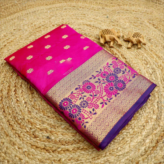 Korvai Silk Magenta Weaving Work Festive Wear Saree