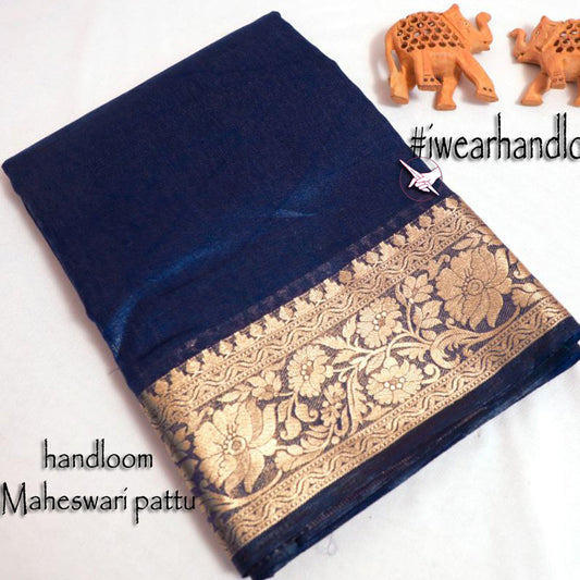 Tissue Soft Silk Weaving Work Saree In Navy Blue Color