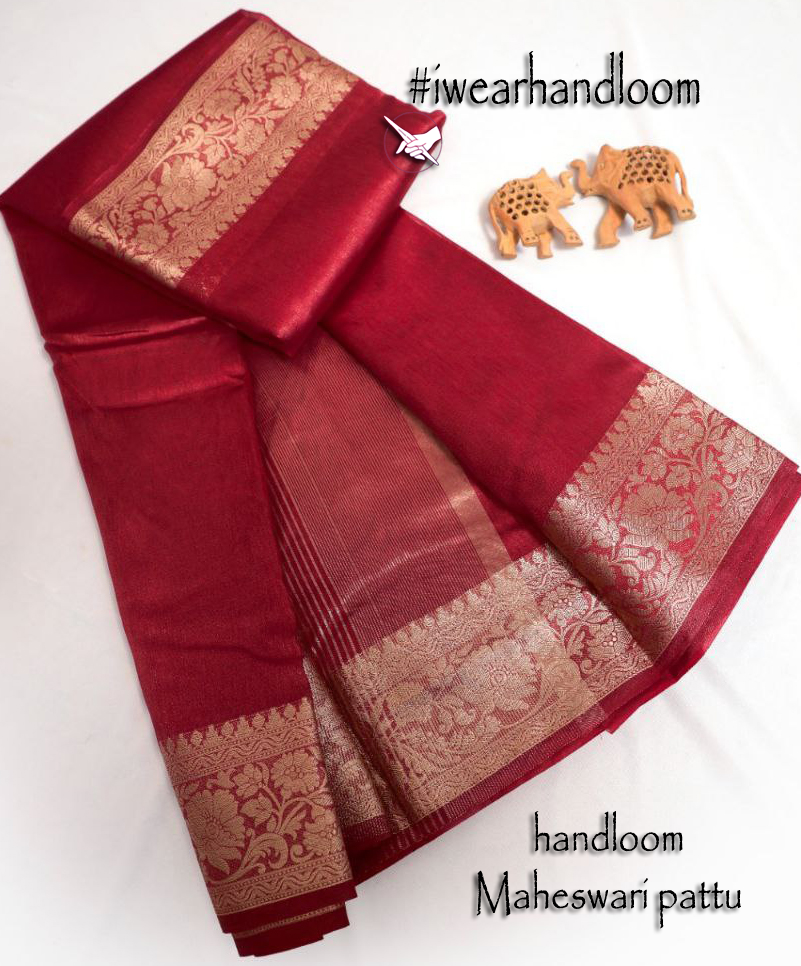 Tissue Soft Silk Maroon Color Weaving Work Saree