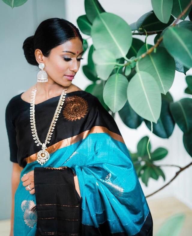 Luxurious Black and Blue Zari Woven Banarasi Soft Silk Saree for Special Occasions