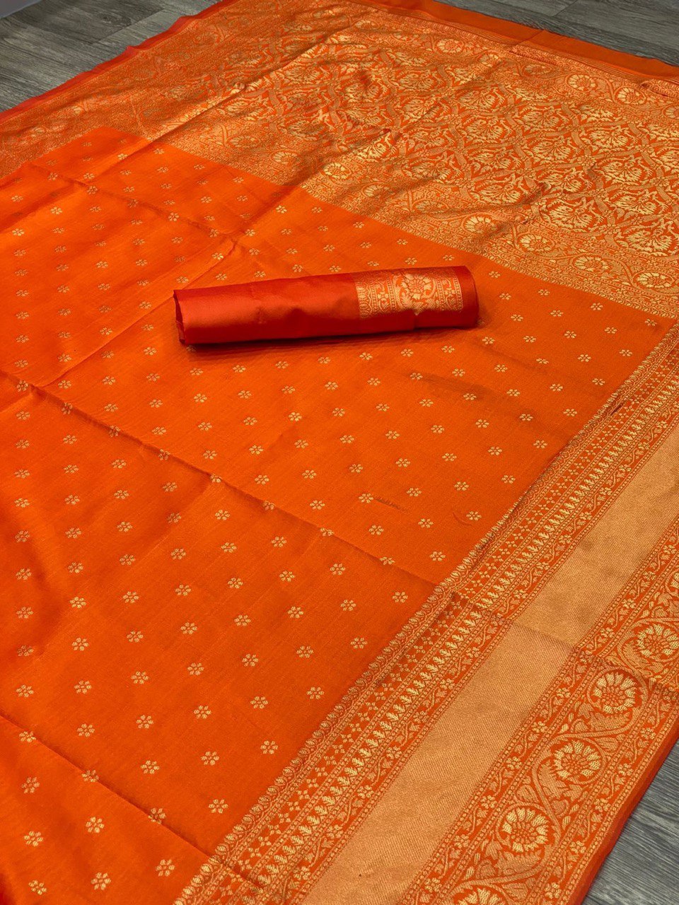 orange soft silk wedding saree