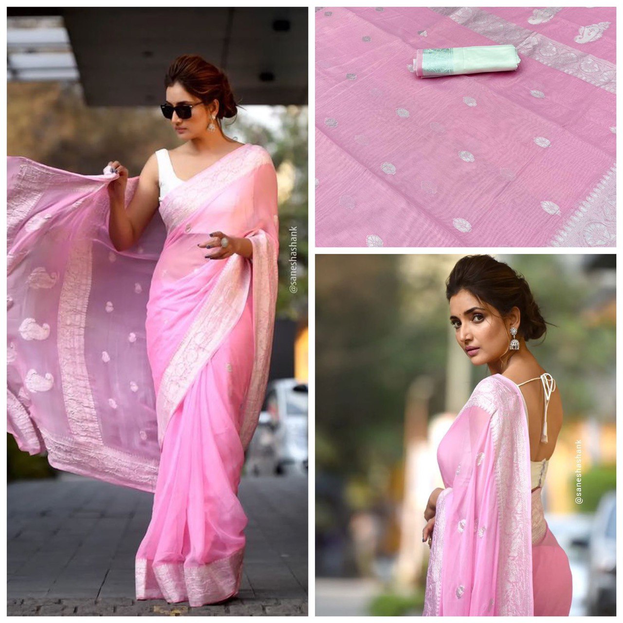 embroidered plain cotton silk saree